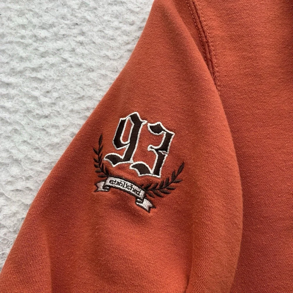 Ariat Sweater Mens Small S Orange T-Snap Collared Spellout Crest Cowboy Western
